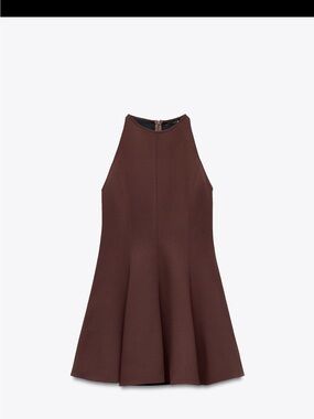 Sleeveless Brown A-Line Dress